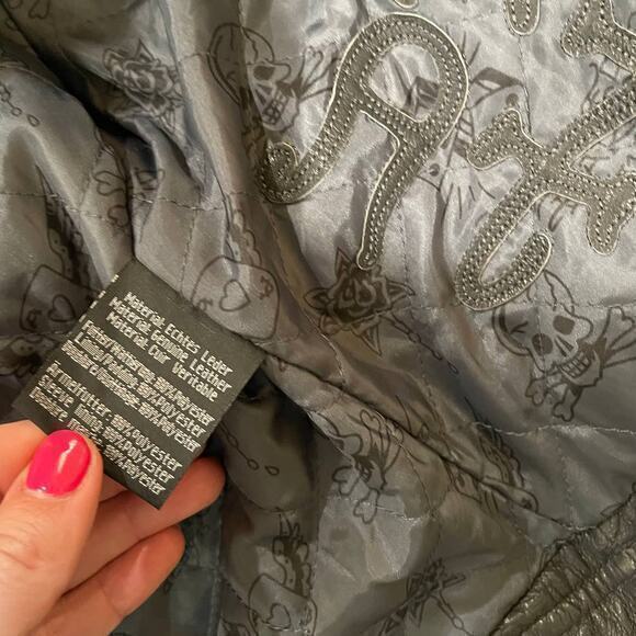 VINTAGE Ed Hardy Leather cropped leather jacket NWT - Picture 7 of 7